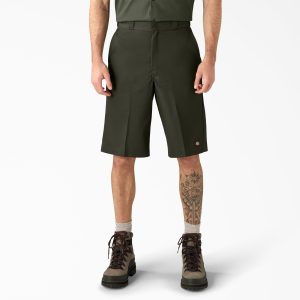 Loose Fit Flat Front Work Shorts. 13