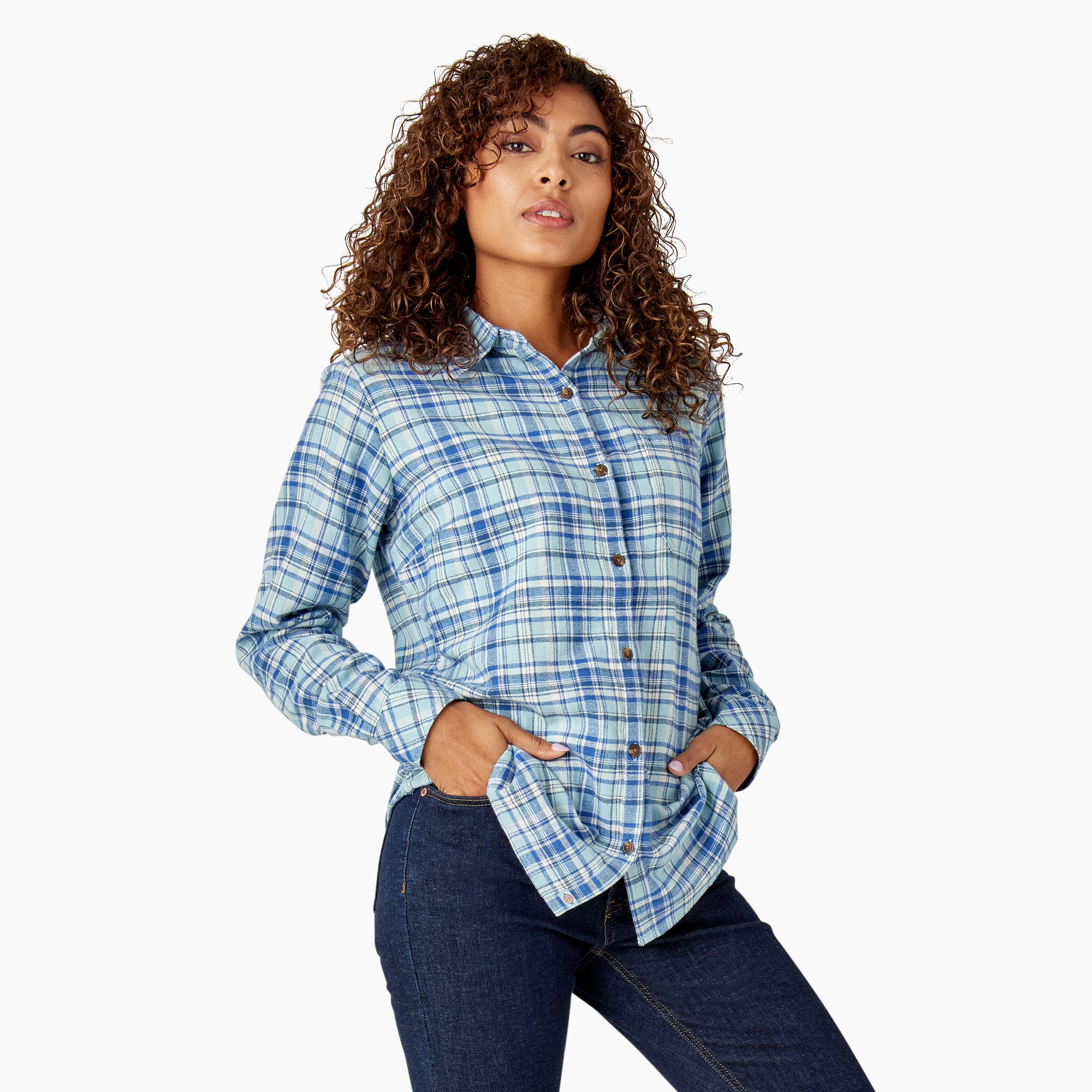 Women's Plaid Flannel Long Sleeve Shirt - Image 4