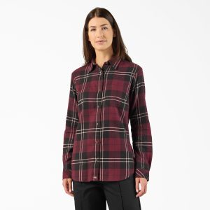 Women's Plaid Flannel Long Sleeve Shirt