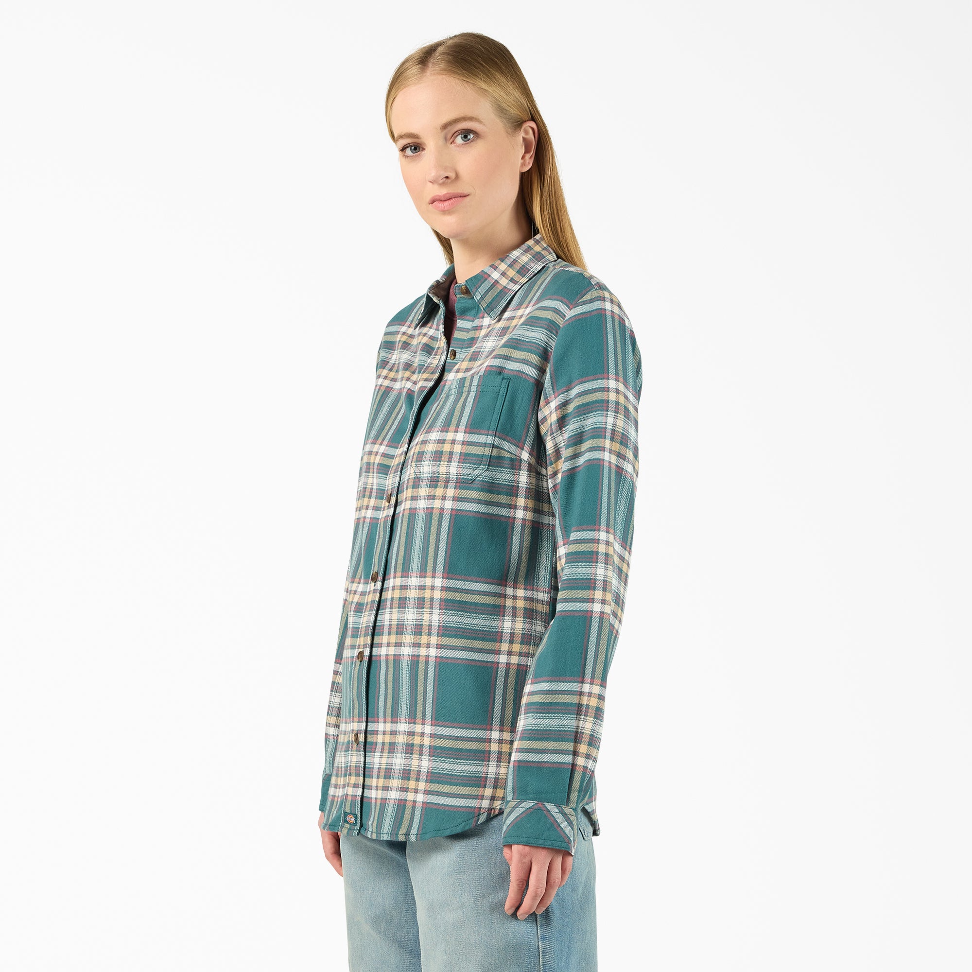 Women's Plaid Flannel Long Sleeve Shirt - Image 3