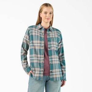 Women's Plaid Flannel Long Sleeve Shirt
