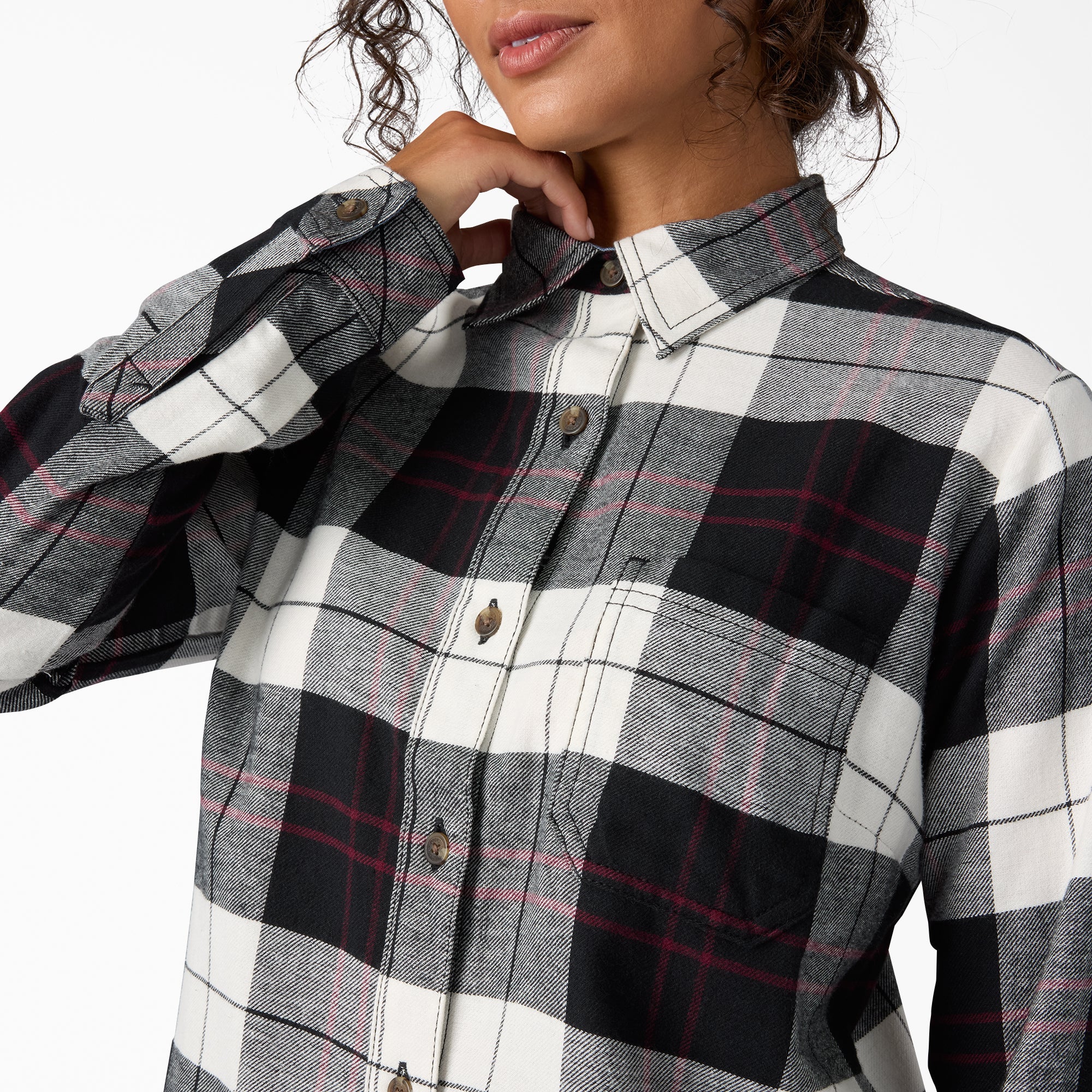 Women's Plaid Flannel Long Sleeve Shirt - Image 5