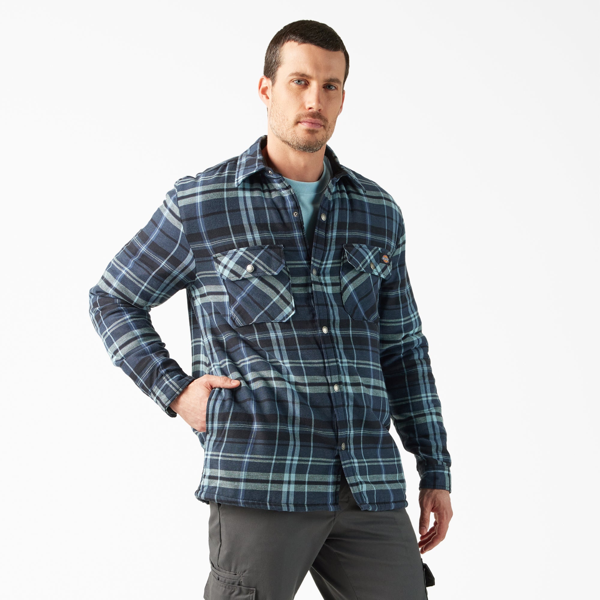 Water Repellent Fleece-Lined Flannel Shirt Jacket - Image 4