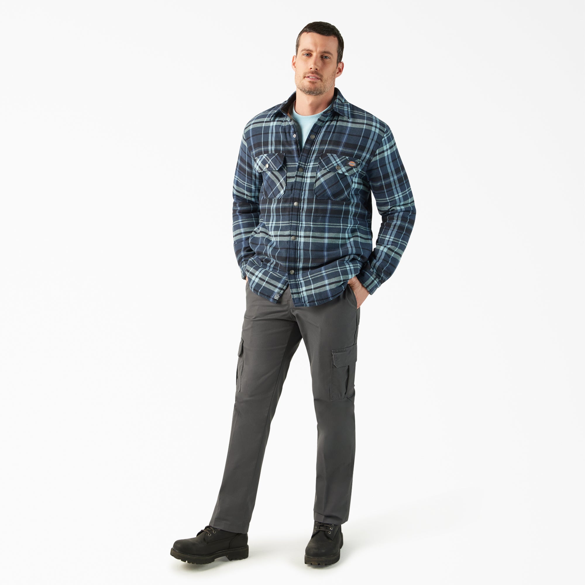 Water Repellent Fleece-Lined Flannel Shirt Jacket - Image 5