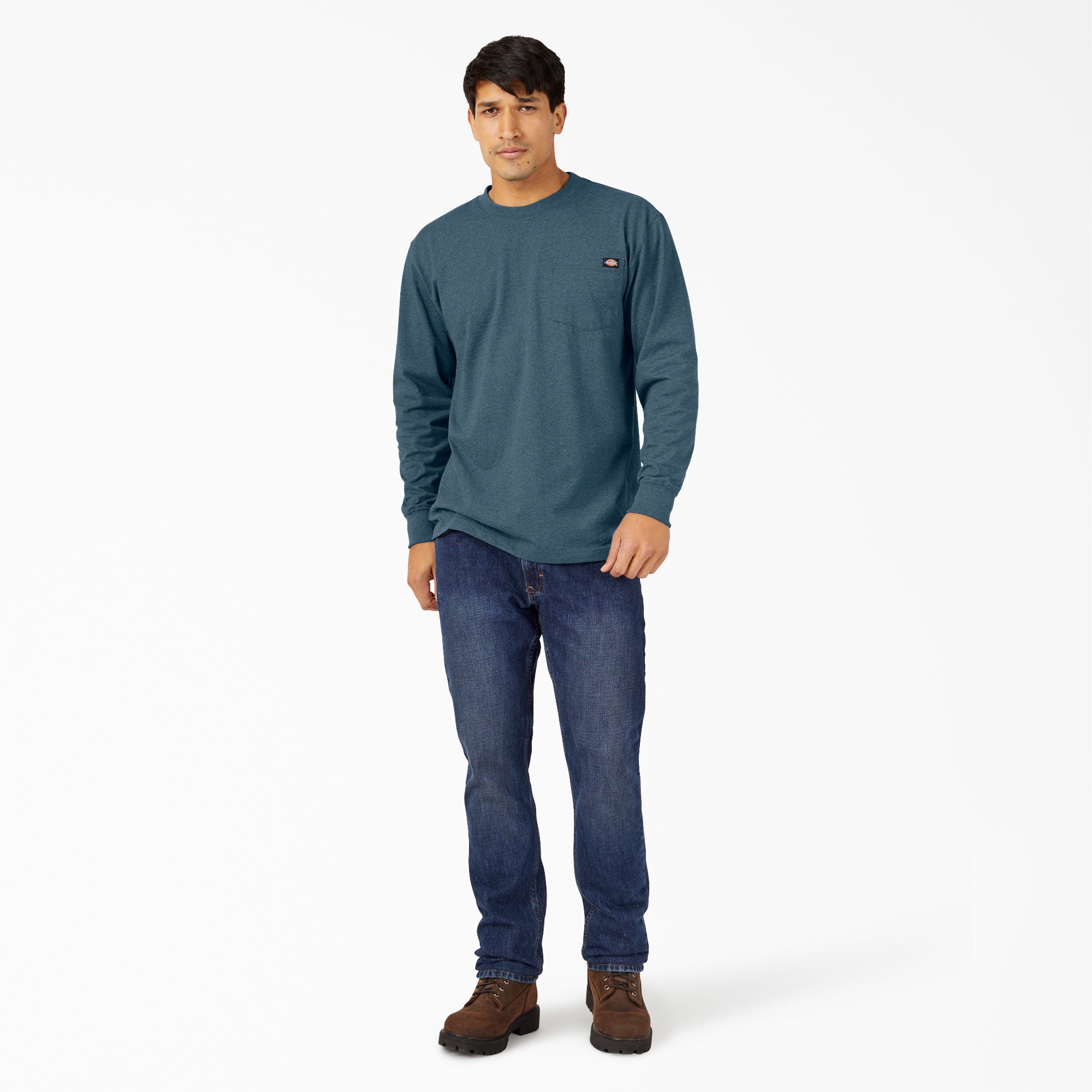 Heavyweight Heathered Long Sleeve Pocket T-Shirt - Image 3