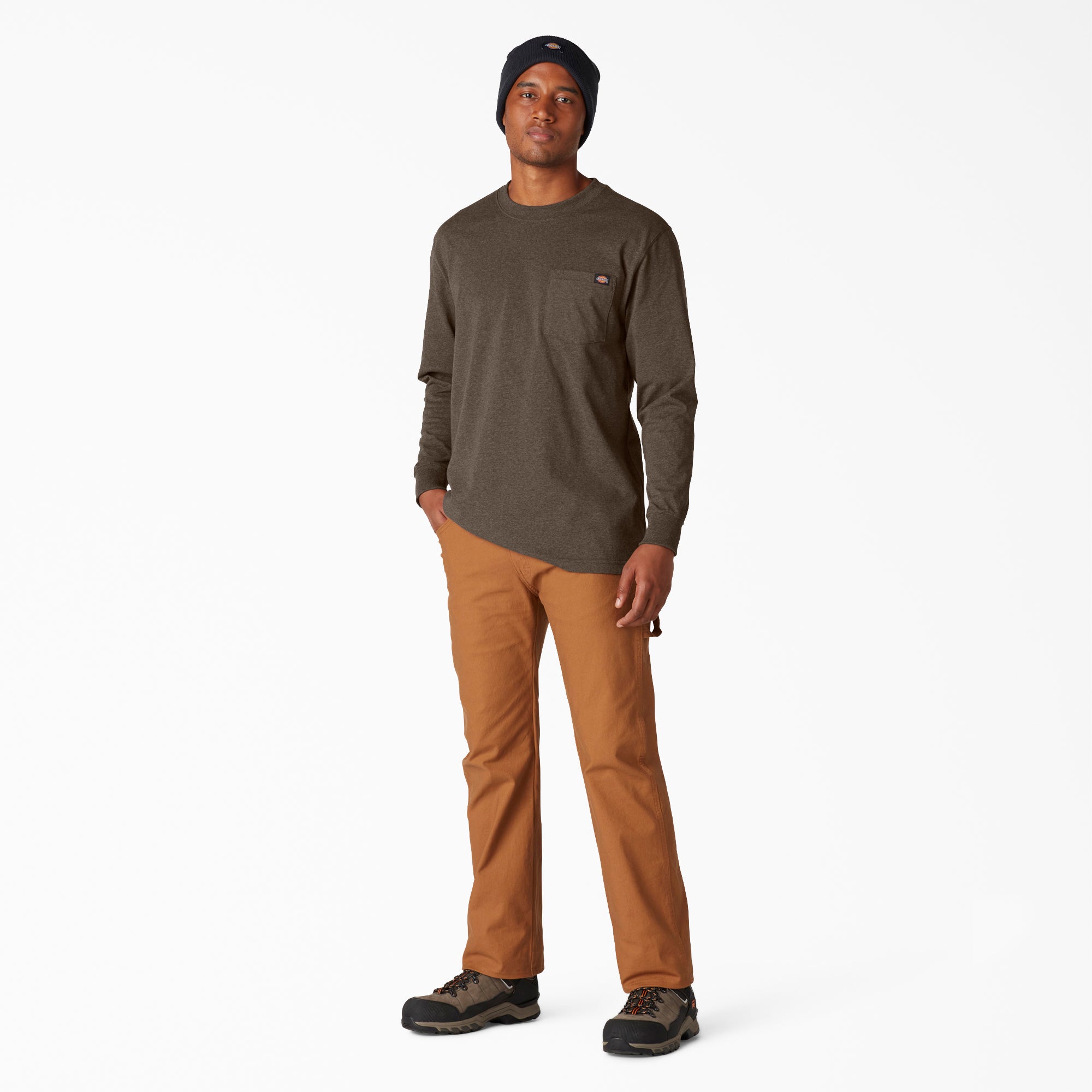Heavyweight Heathered Long Sleeve Pocket T-Shirt - Image 4