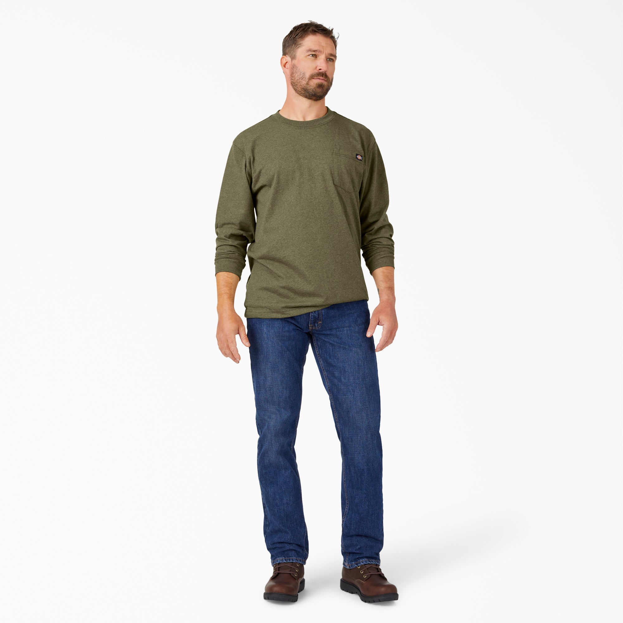 Heavyweight Heathered Long Sleeve Pocket T-Shirt - Image 3