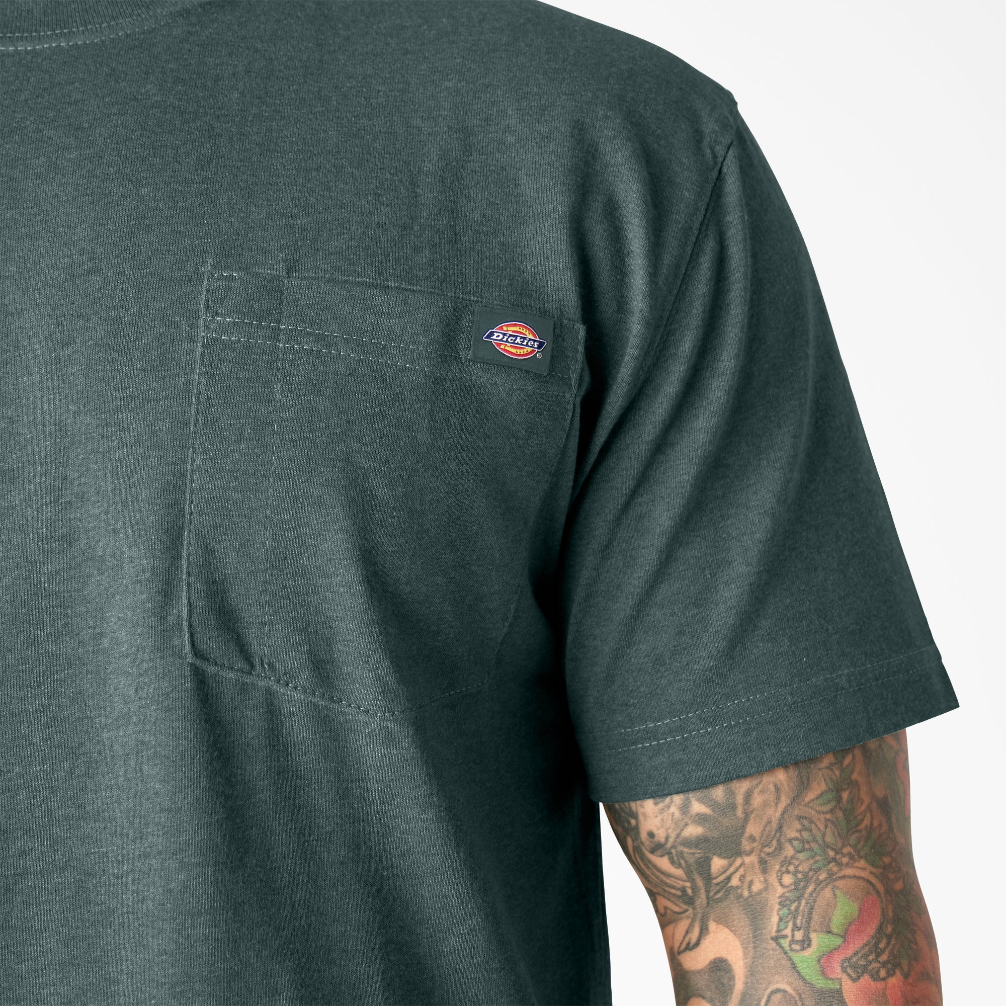 Heavyweight Heathered Short Sleeve Pocket T-Shirt - Image 5